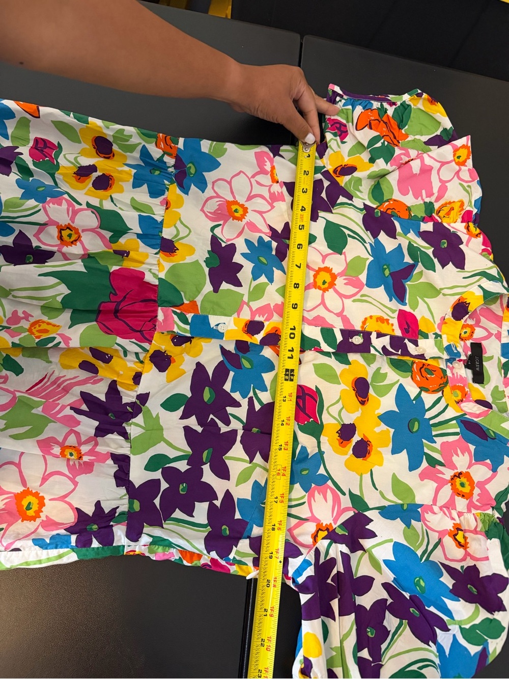 J. Crew Colorful Floral Puff-Sleeve Midi Dress Size 14 - Picture 13 of 14